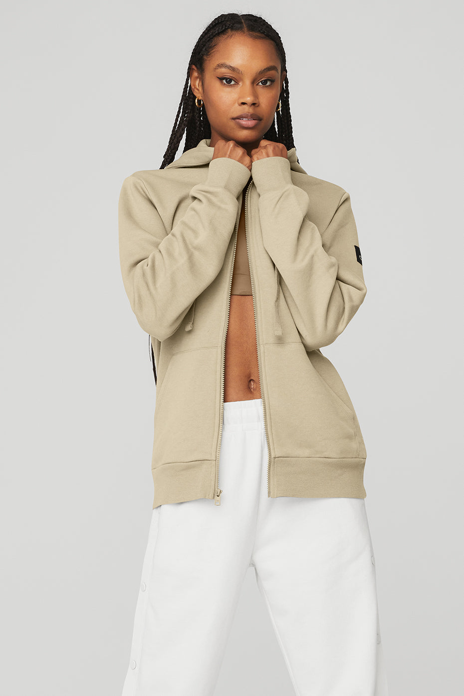 Faux Leather Gold Rush Puffer Jacket in California Sand by Alo