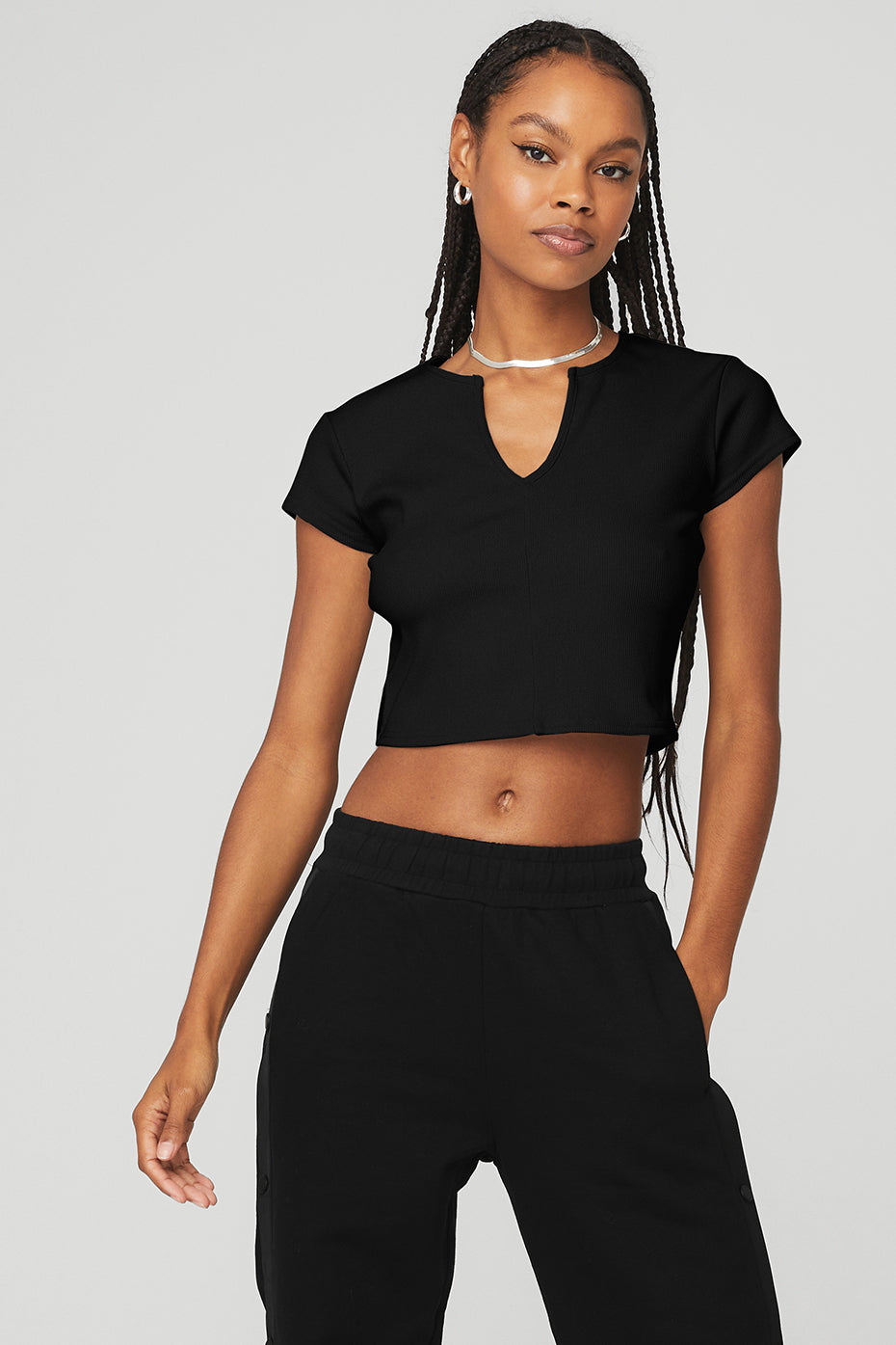 Fitness Short Sleeve Crop Top  Black - VIGOSA – VIGOSA Activewear