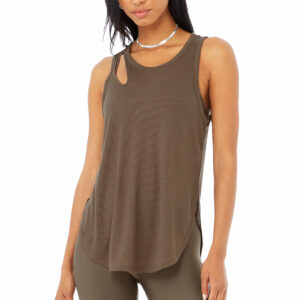 Ribbed Minimalist Tank Top in Black by Alo Yoga
