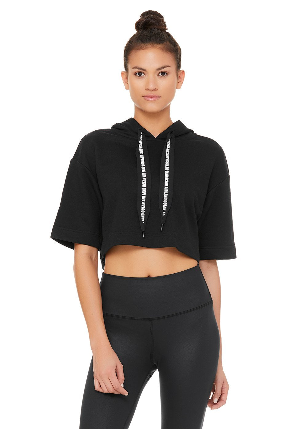 Lowered Price NWT Alo Yoga Black Realm Short Sleeve Hoodie S $119 *Sold  Out!*