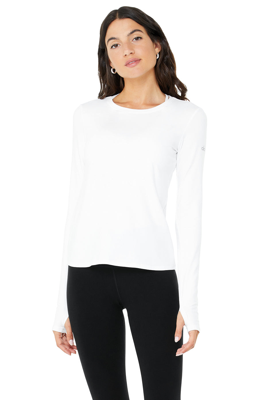 alo Alosoft Form Long Sleeve Top in White
