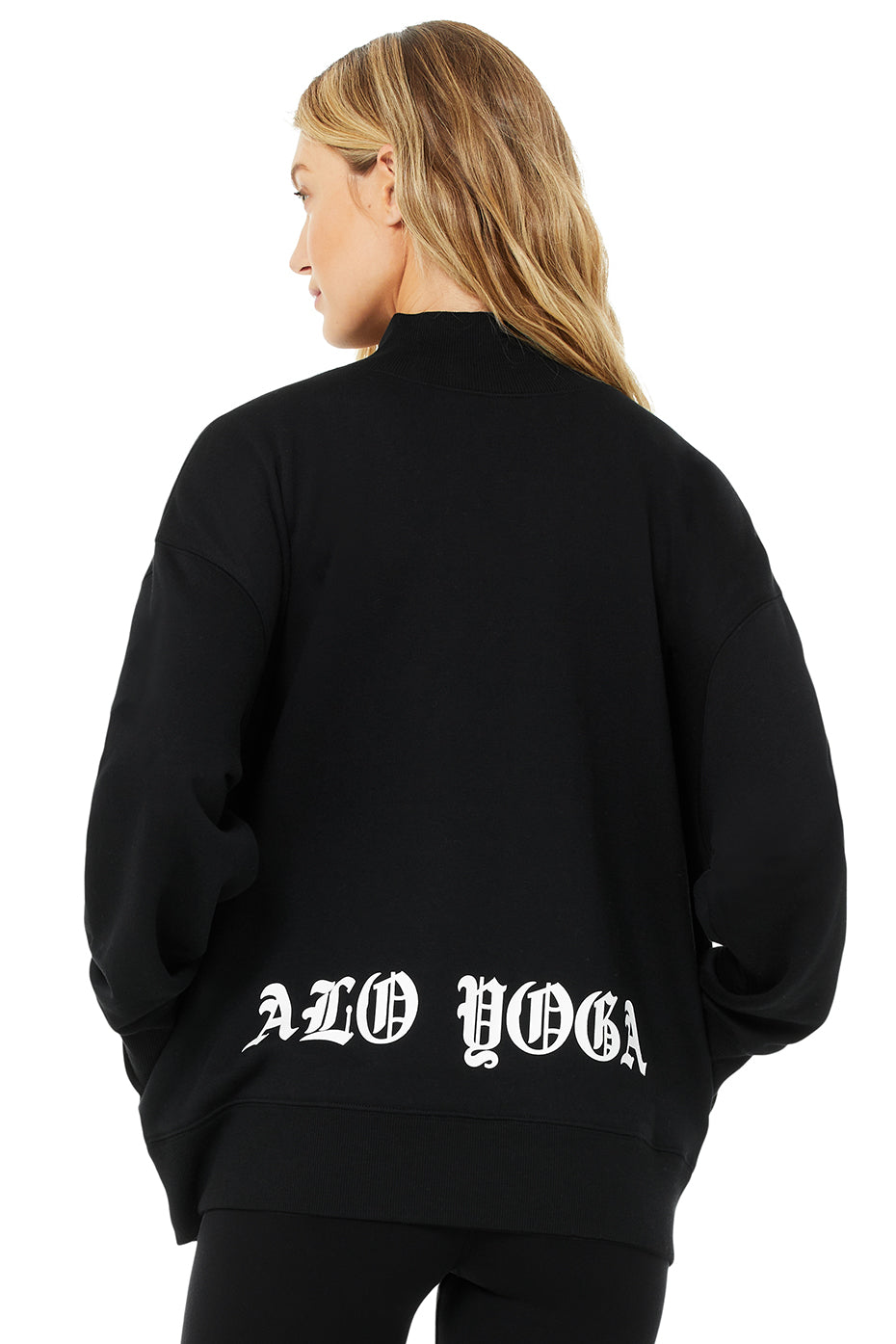Alo Yoga Women's Freestyle Fleece Mock Neck Sweatshirt, Black, XS