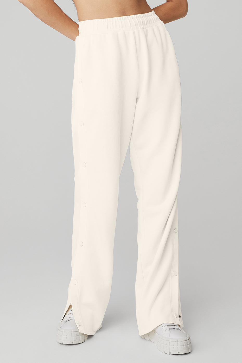 Courtside Tearaway Snap Pants in Ivory by Alo Yoga