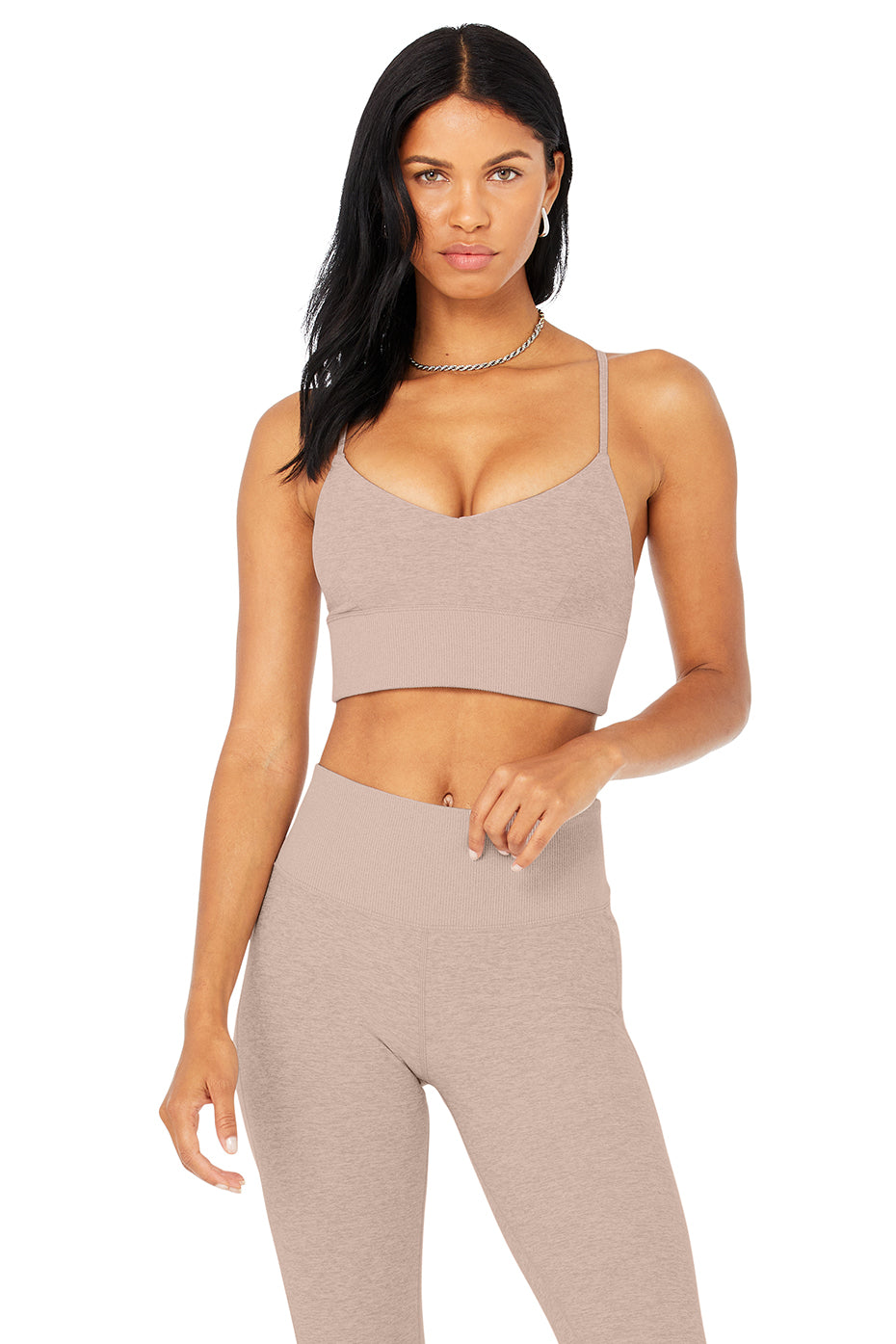 Alo Yoga Movement Sports Bra Crop Top Lace Up Dusty Rosewood Earth