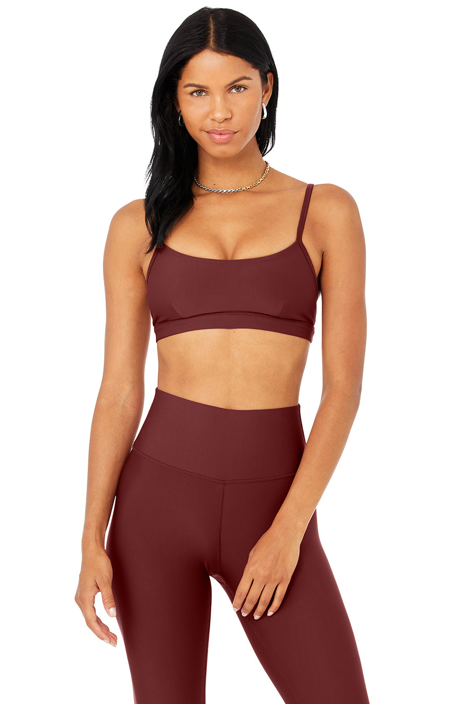 Airlift Intrigue Bra in Cranberry by Alo Yoga