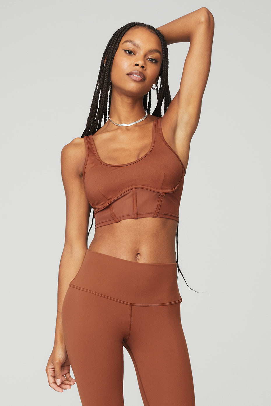 Airbrush Mesh Corset Tank Top in Rust by Alo Yoga | Ballet for Women