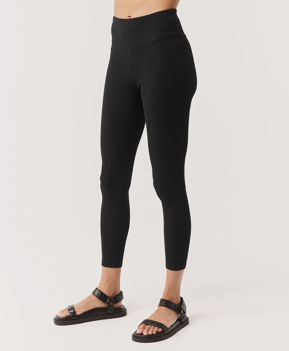 Women's Black Ribbed High Waist Legging by Pact Apparel
