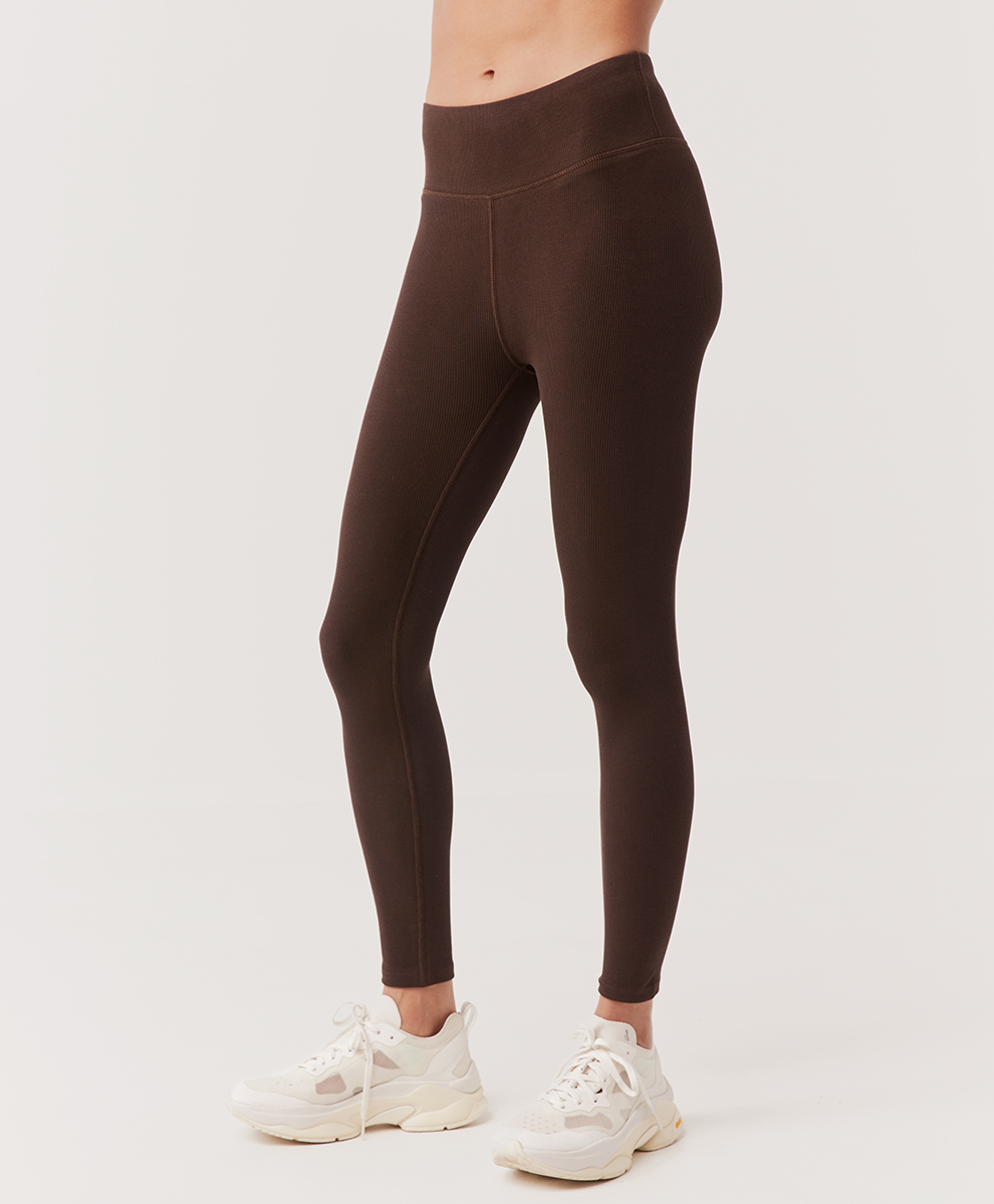 Women's Chocolate Ribbed High Waist Legging by Pact Apparel