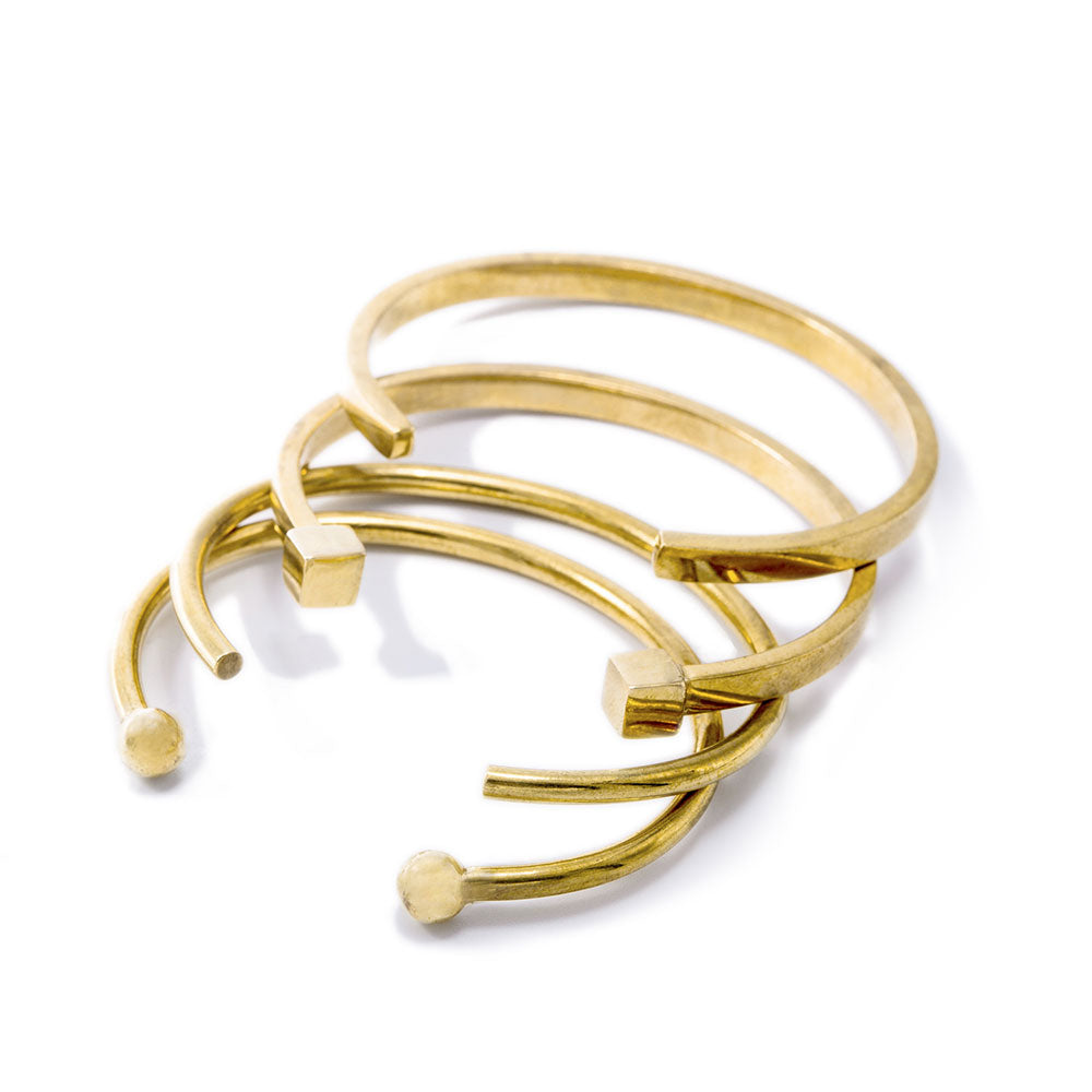 SOKO Mixed Shapes Stacking Cuff Bracelets Gold Plated | Ballet for Women