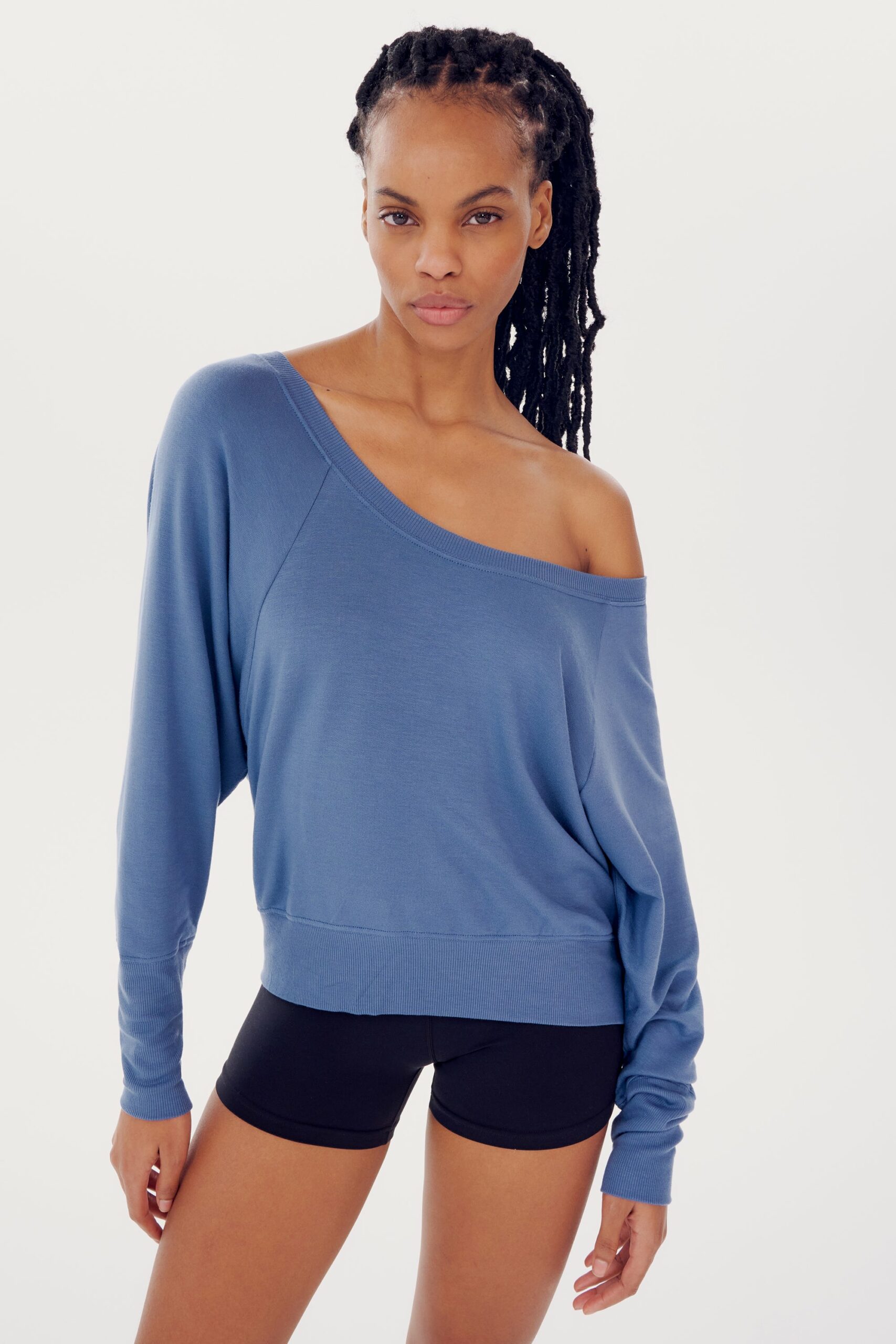 SPLITS59 | Indy Dolman Fleece Sweatshirt - Steel Blue