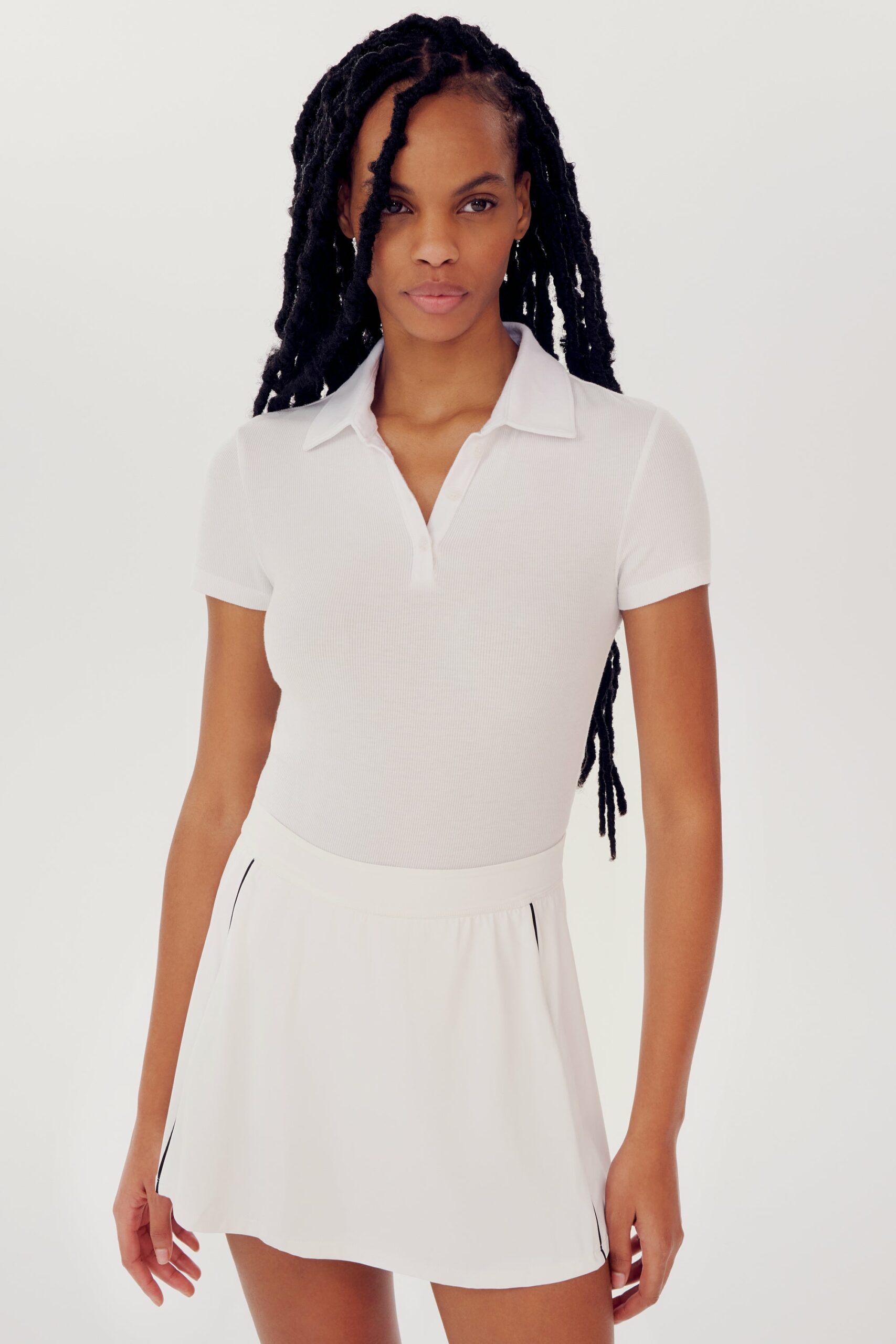 SPLITS59 | Talia Rib Polo - White