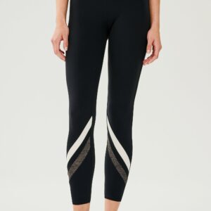 SPLITS59 | Chevron Airweight High Waist 7/8 - Black/Vintage White/Heather Grey
