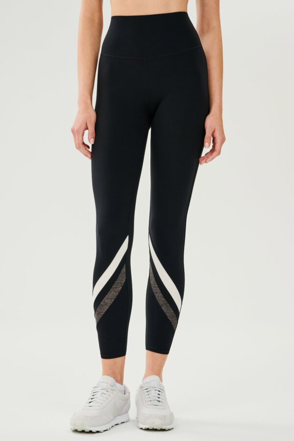 SPLITS59 | Chevron Airweight High Waist 7/8 - Black/Vintage White/Heather Grey